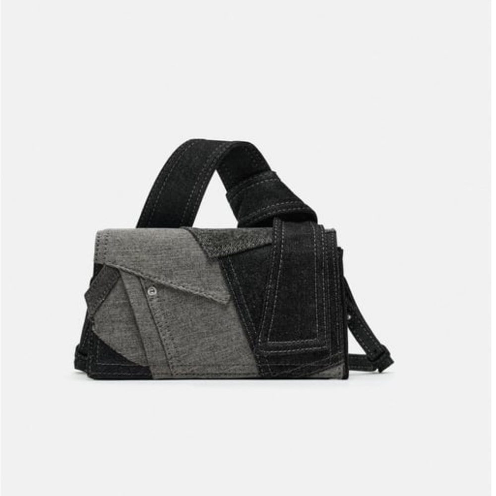 Zara Patchwork Denim Mini City Bag - image 1